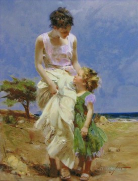 PD 母親と少女 女性印象派 Oil Paintings